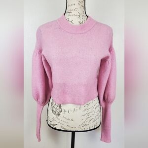 Baum und Pferdgarten Pink Cropped Sweater Size XS Balloon Sleeve Alpaca Blend
